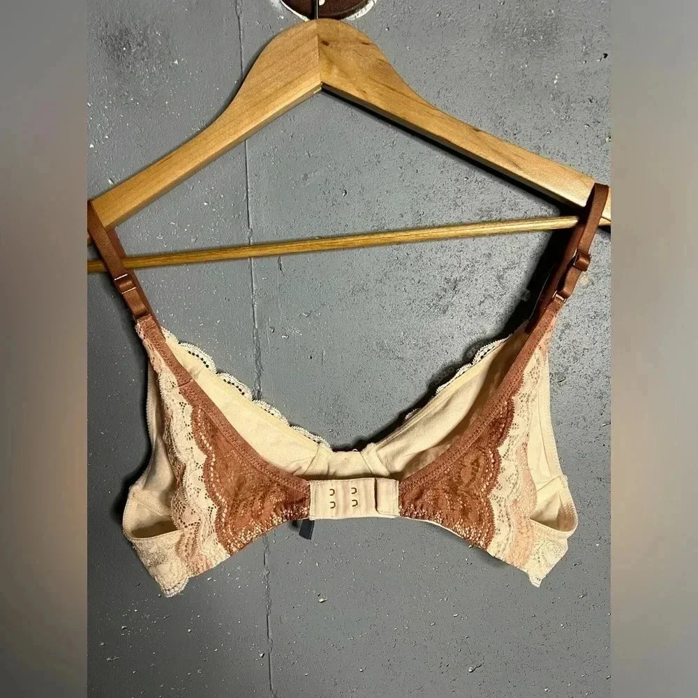 Aerie cream & brown HAPPY bra NWOT. Size 34C